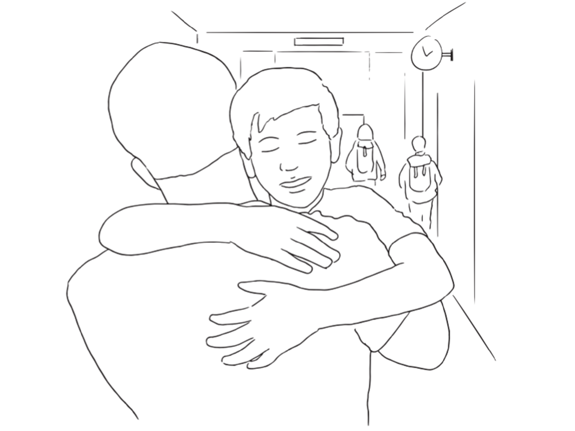 illustration av två personer som kramas. Foto:RKH