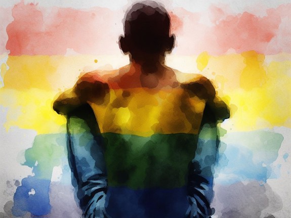 Abstract illustration of a man sitting on the ground. Foto: Mostphotos