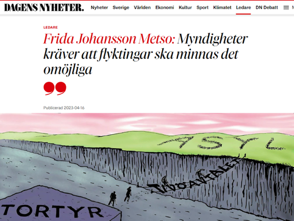 Krönika av Frida Johansson Metso i DN