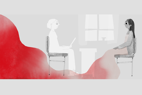 Illustrerad bild av samtalsterapi.