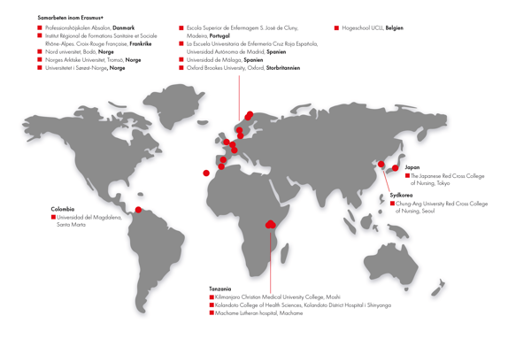 Internationella samarbeten vid Röda Korsets Högskola.