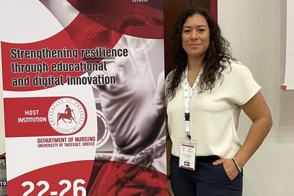 Natalie Mellin, ordförande i studentstyrelsen för årets konferens i Larissa, Grekland och sjuksköterskestudent vid Röda Korsets Högskola.