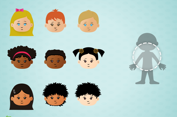 Animerad bild där man får välja ansikte till en karaktär.