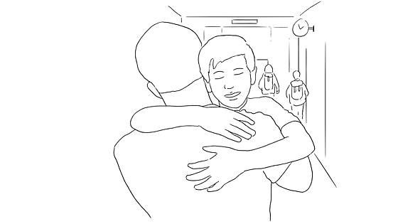 illustration av två personer som kramas. Foto:RKH