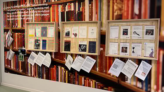 Bild på forskningsväggen vid Röda Korsets Högskola. Foto: Jenny Frejing