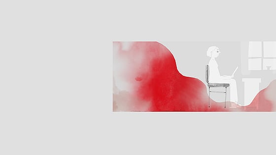 Tecknad bild av två människor som sitter och pratar.