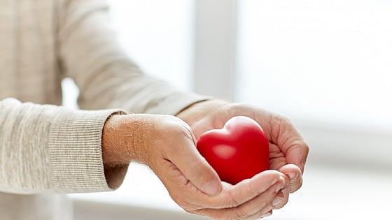 Person som håller ett rött hjärta i sin hand. Foto:Mostphotos