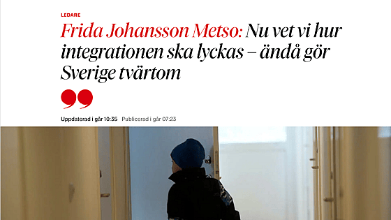 Krönika av Frida Johansson Metso i DN