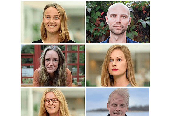 Författare till publikationen: Maria Gottvall (övre vänstra bilden), Calle Brunell (övre högra bilden), Anna Eldebo (mitten vänstra bilden), Frida Johansson Metso (mitten högra bilden), Maria Jirwe (nedre vänstra bilden) och Tommy Carlsson (nedre högra bilden)