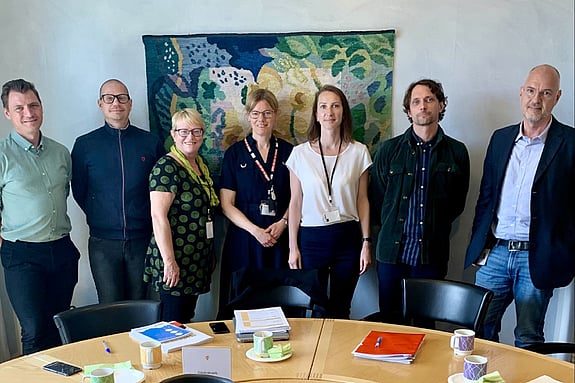 Representanter för Socialdepartementet, Socialstyrelsen, Sveriges Kommuner och Regioner, Region Skåne och Svenska Röda Korset vid rundabordsamtalet om Region Skånes projekt kring kompetensutveckling om tortyr.