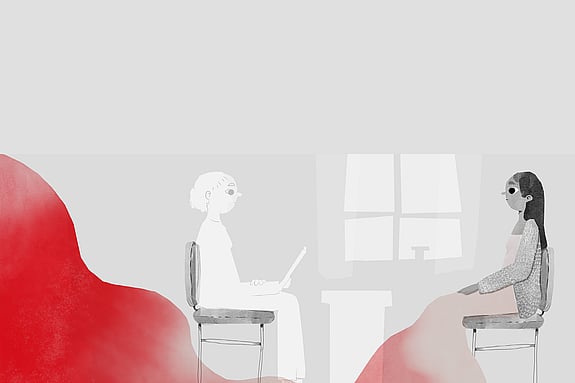 Illustrerad bild av samtalsterapi.