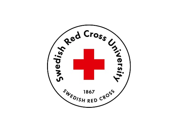 Bild på Röda Korsets Högskolas nya logga på engelska.