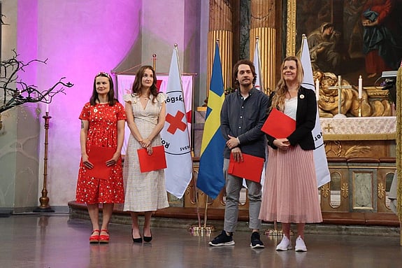 Bild av stipendiaterna Nina Troëng,Charlotte Flodman Thorsen, Simon Brandén och Ulrica Devoto.