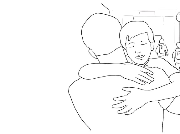 illustration av två personer som kramas. Foto:RKH