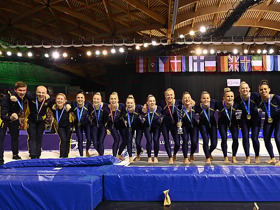 Laget vid EM i truppgymnastik. Foto: Svensk gymnastik