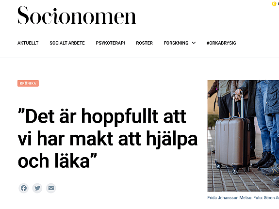 Krönika av Frida Johansson Metso i Socionomen