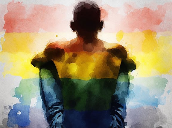 Abstract illustration of a man sitting on the ground. Foto: Mostphotos