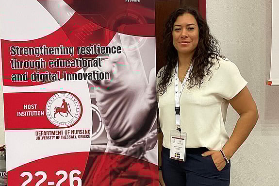 Natalie Mellin, ordförande i studentstyrelsen för årets konferens i Larissa, Grekland och sjuksköterskestudent vid Röda Korsets Högskola.