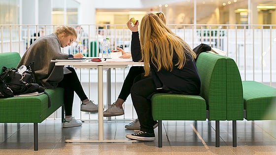 Tre studenter som studerar tillsammans. Foto: RKH