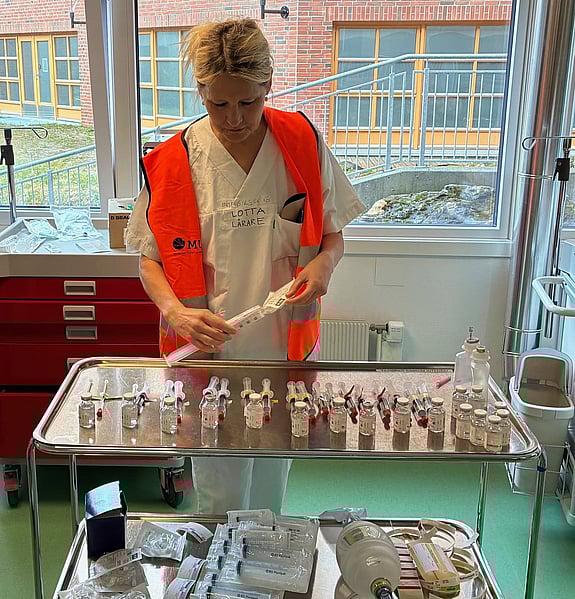 Charlotta Tegnestedt under beredskapsövningen. Foto: Privat